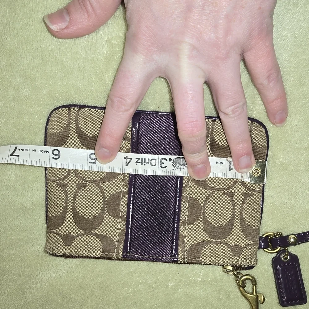 Coach Signature Wristlet Brown and Purple
